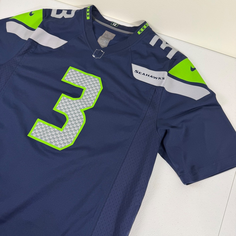 Nike Seattle Seahawks Russell Wilson 3 NFL Jersey Mens XL Navy Blue Game Day